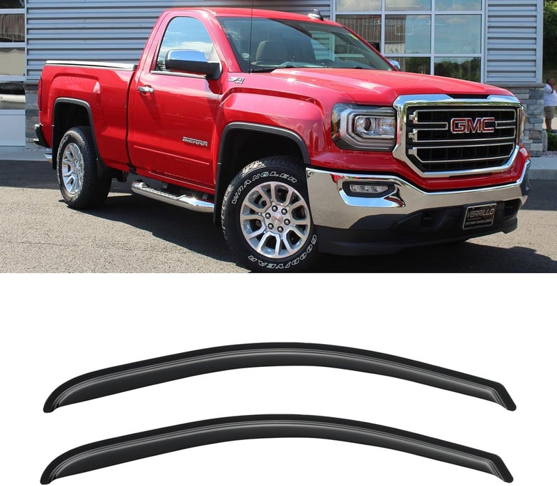 Cxdar Window Rain Guards for 2014-2018 Chevy Silverado/GMC Sierra 1500 Regular Cab, Out-Channel Window Vent Wind Visors Shades Deflectors for 15-19 Silverado/Sierra 2500HD 3500HD - Image 1